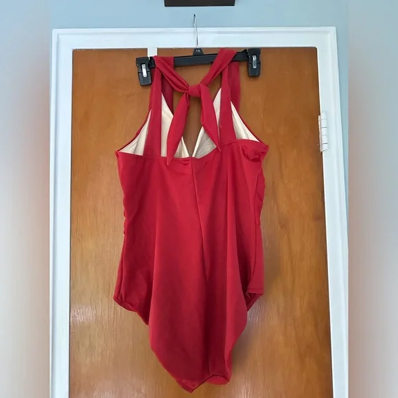 Miraclesuit Red One Piece Swimsuit with Halter Neckline - Picture 4 of 5